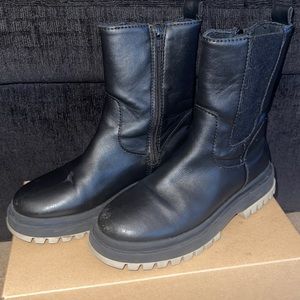 Zara girls black leather moto boots